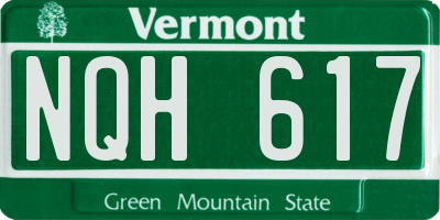 VT license plate NQH617