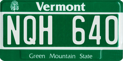 VT license plate NQH640