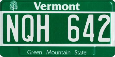 VT license plate NQH642