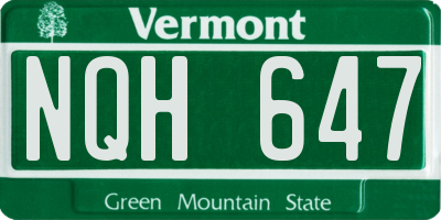 VT license plate NQH647