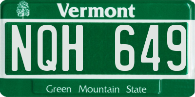 VT license plate NQH649