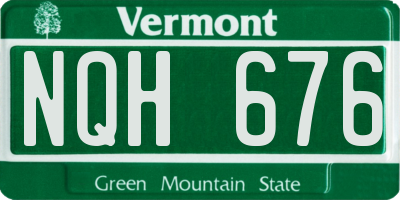 VT license plate NQH676