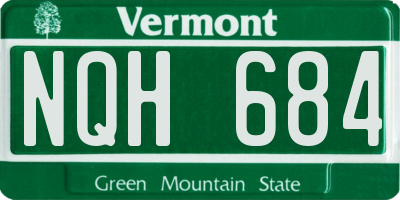 VT license plate NQH684
