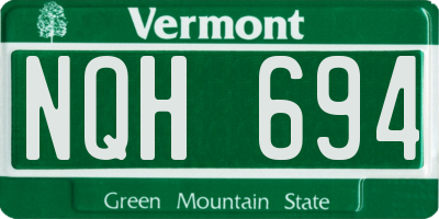 VT license plate NQH694