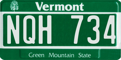 VT license plate NQH734