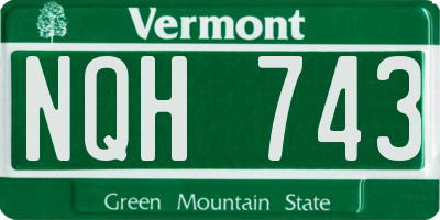 VT license plate NQH743