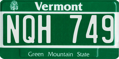 VT license plate NQH749