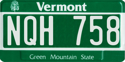 VT license plate NQH758