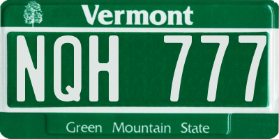 VT license plate NQH777