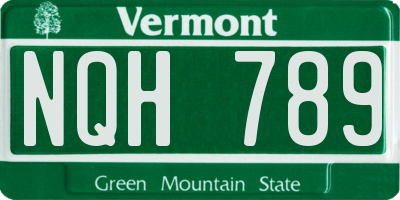 VT license plate NQH789