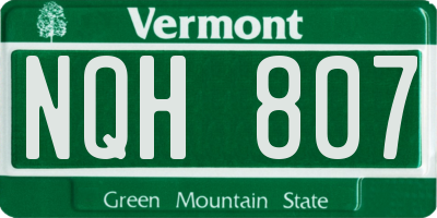 VT license plate NQH807