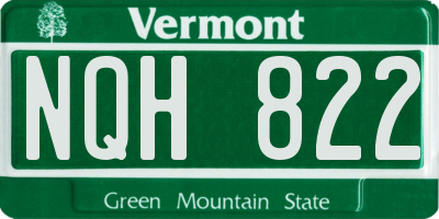VT license plate NQH822