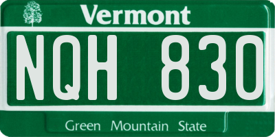 VT license plate NQH830