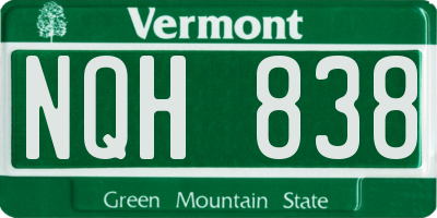 VT license plate NQH838