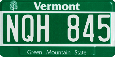 VT license plate NQH845
