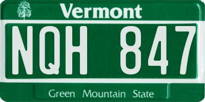 VT license plate NQH847