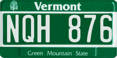 VT license plate NQH876