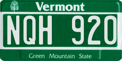 VT license plate NQH920