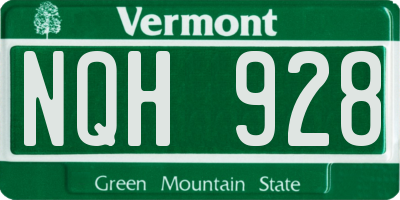 VT license plate NQH928