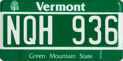 VT license plate NQH936