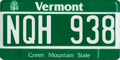 VT license plate NQH938