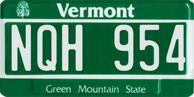 VT license plate NQH954