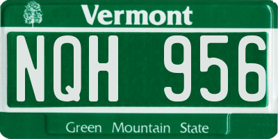 VT license plate NQH956