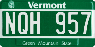 VT license plate NQH957