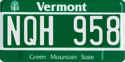 VT license plate NQH958