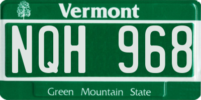 VT license plate NQH968