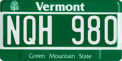 VT license plate NQH980