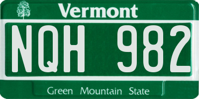 VT license plate NQH982