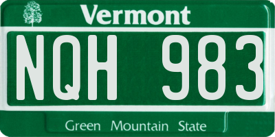 VT license plate NQH983
