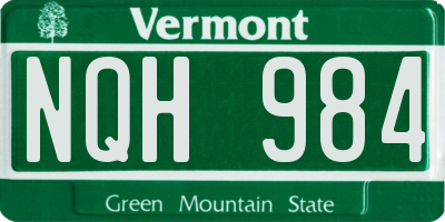 VT license plate NQH984