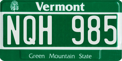 VT license plate NQH985