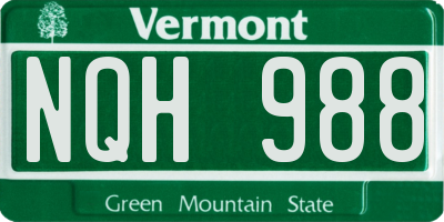 VT license plate NQH988