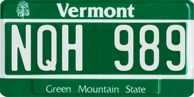 VT license plate NQH989