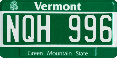 VT license plate NQH996
