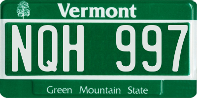 VT license plate NQH997
