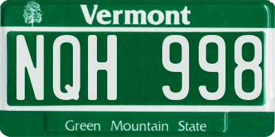 VT license plate NQH998
