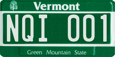 VT license plate NQI001