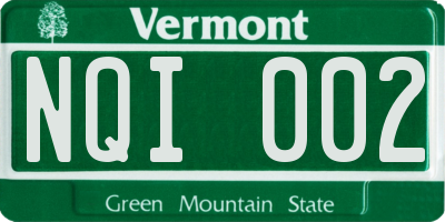 VT license plate NQI002
