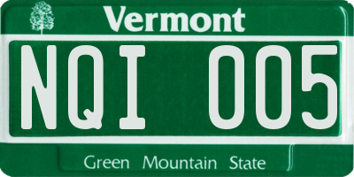VT license plate NQI005