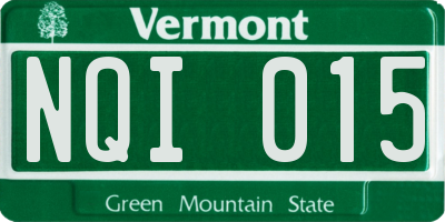 VT license plate NQI015