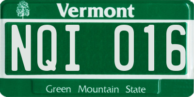 VT license plate NQI016