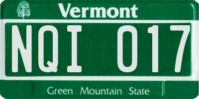 VT license plate NQI017