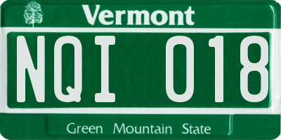 VT license plate NQI018