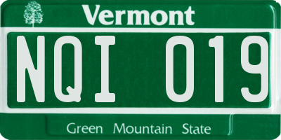 VT license plate NQI019