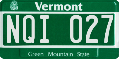 VT license plate NQI027