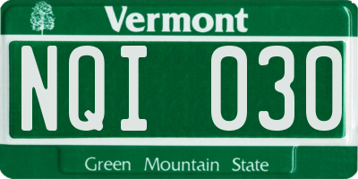 VT license plate NQI030